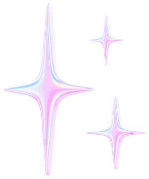Stars Y2K 3D hologram chrome illustration
