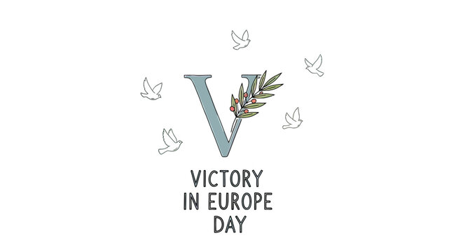 Victory in Europe Day Dove Illustration.