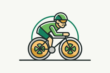 Fototapeta premium Professional cyclist riding sleek bicycle with green and yellow design