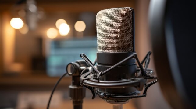 Soundproof studio with a microphone ready for recording high-quality audio tracks