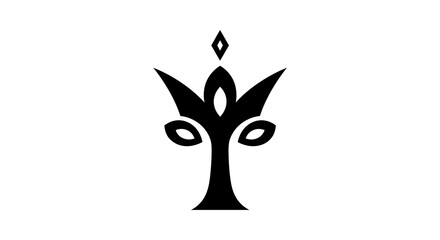 Stylized black tree symbol with a diamond shape above on a white background