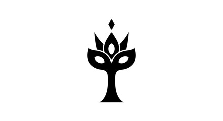 Stylized black tree with a diamond above set against a white background