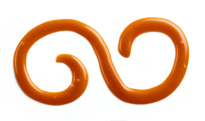 caramel sauce on white background