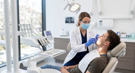 Dentist Examining Patient's Teeth