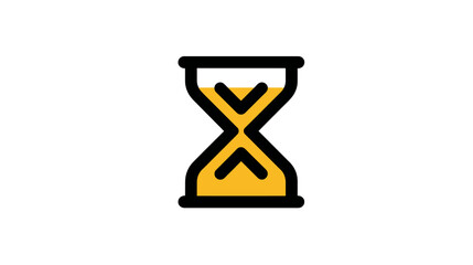A digital illustration of an hourglass in yellow and black, showcasing the passage of time