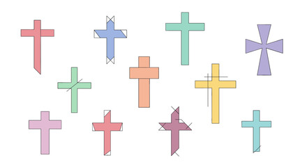 Obraz premium Collection of colorful crosses in various pastel shades