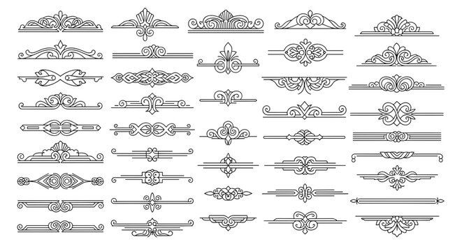 Set of vintage decorative dividers and borders for design projects