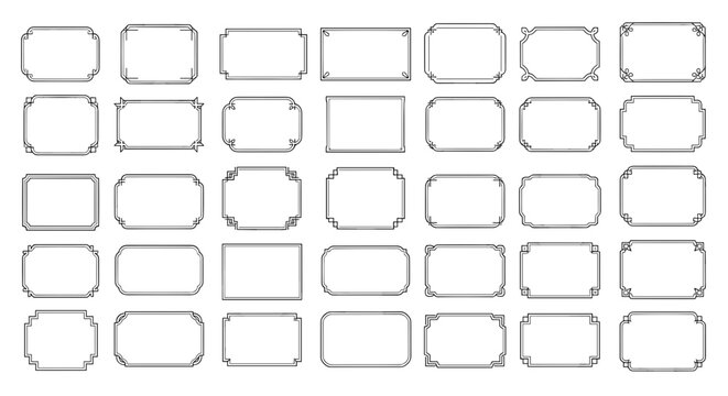 Set of empty rectangular frames with rounded corners and dashed borders