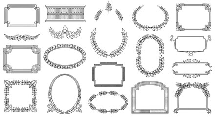 Fototapeta premium Collection of decorative empty picture frames in various shapes and styles