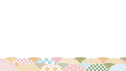 【春の背景素材】伝統文様のカラフルな和柄イラスト
