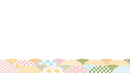 【春の背景素材】伝統文様のカラフルな和柄イラスト
