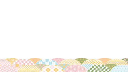 【春の背景素材】伝統文様のカラフルな和柄イラスト
