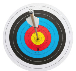Archery target board png white arrow png bullseye hit png target practice png precision aim png transparent background image