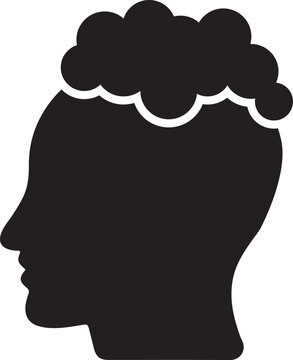 Silhouette of a human head with thoughts forming
