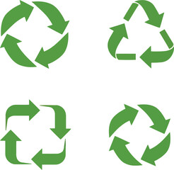Obraz premium Green Recycling Symbols Collection Isolated on White Background for Eco-Friendly Concepts