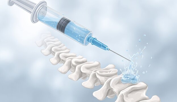 Medical Injection Administered to Spinal Column for Treatment.