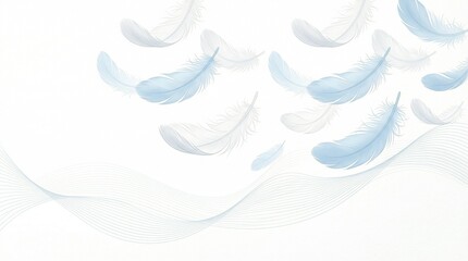 Obraz premium Elegant feathers in flight against a soft background, evoking a sense of calm and tranquility
