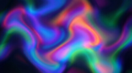 Obraz premium Abstract colorful background with vibrant neon swirling patterns and flowing waves creating a mesmerizing holographic effect in bright blue, purple, and green hues.
