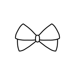 Fototapeta premium Doodle bow, outline decorative element, simple hand drawn silhouette