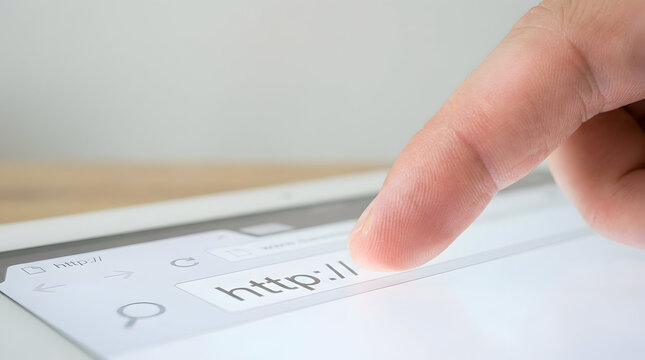 User navigating internet website using touch screen interface