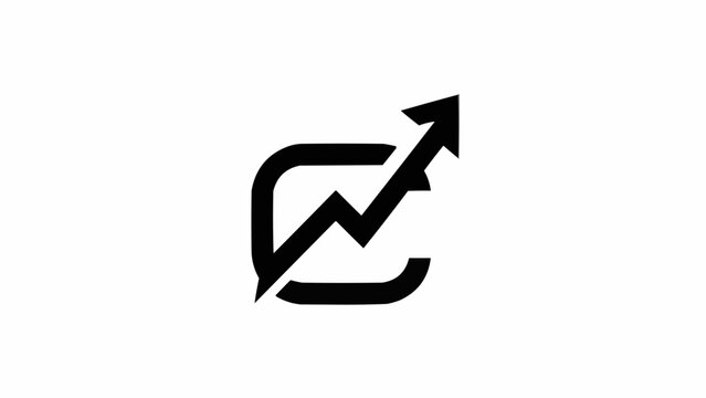 Black arrow graph icon symbol.