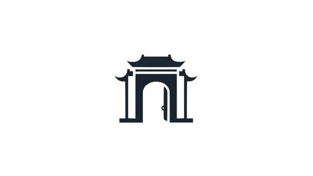 Chinese Gate Archway Icon Symbol.