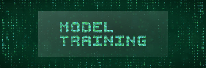 Fototapeta premium Generative AI model training and neural network optimization on green digital matrix background