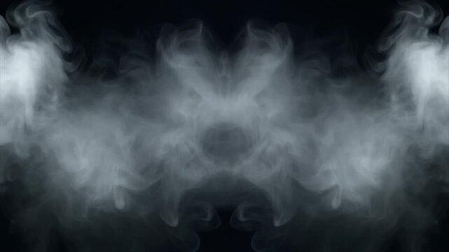 White Smoke Swirling on Black Background Abstract Motion Visual Effects