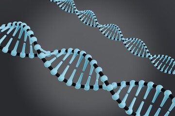 blue and Black DNA Helix 3D Render &ndash; Medical and Genetic Science Concept