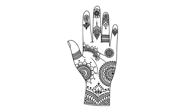Traditional henna mehendi hands vector illustration ethnic wedding art design