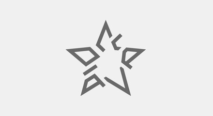 Fototapeta premium Abstract geometric star shape in line art style on bright studio background, broken design.