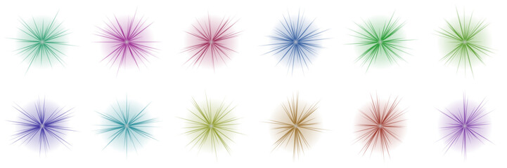 Obraz premium Colorful Abstract Starburst Light Effects for Digital Art and Graphic Design