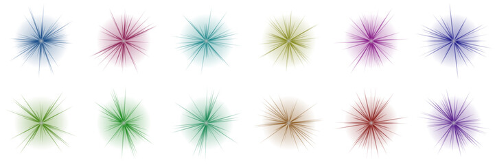 Set of vibrant magic spell sparkles and mystical starburst icons for fantasy game interface design © SimpleDesignStudio