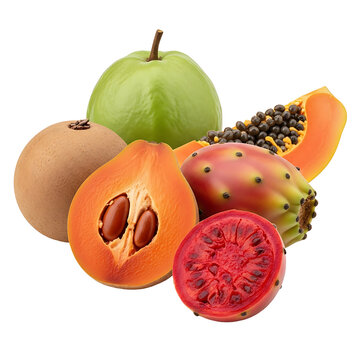 Tropical Fruit Medley: A vibrant assortment of exotic fruits bursts with color and texture, offering a tantalizing glimpse into a world of diverse flavors and natural beauty.