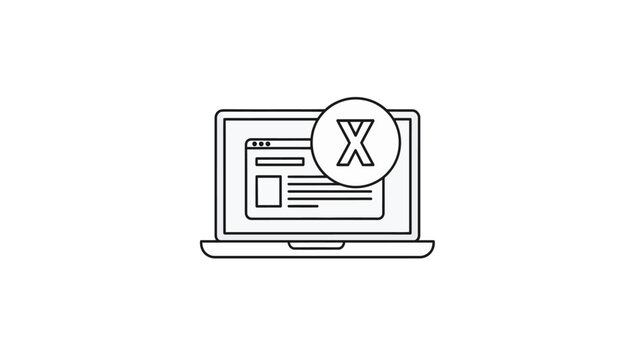 Laptop Computer with Delete Icon on Screen.