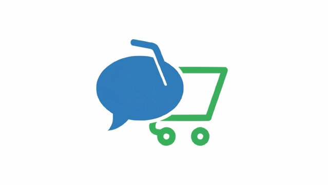 Shopping cart with speech bubble icon.