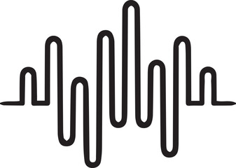 Fototapeta premium An abstract and irregular black line forms a dynamic audio waveform representing varying sound levels.
