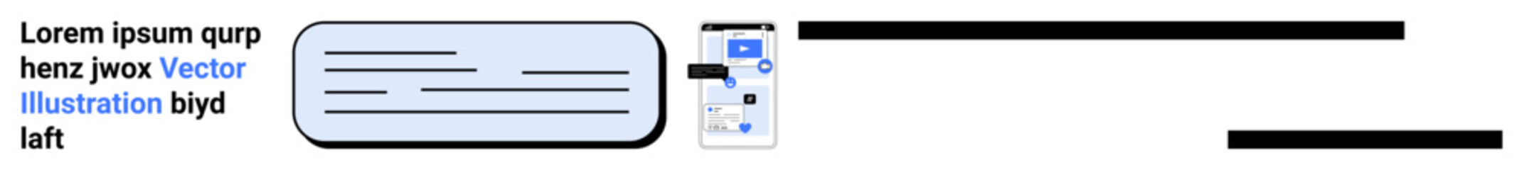 Obraz premium Digital communication, user interface, texting, mobile apps, online chat, information sharing. A text bubble paired with a smartphone interface. Digital communication and user interface concept