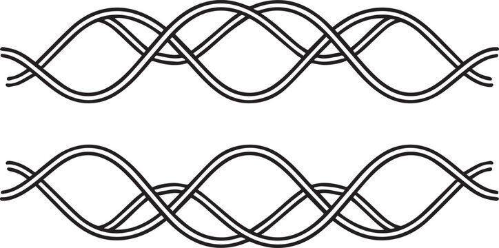Two parallel lines of intricately woven, continuous wave patterns resembling decorative Celtic knots are displayed.