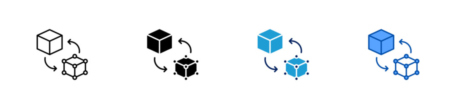 digital twin icon set multiple style collection