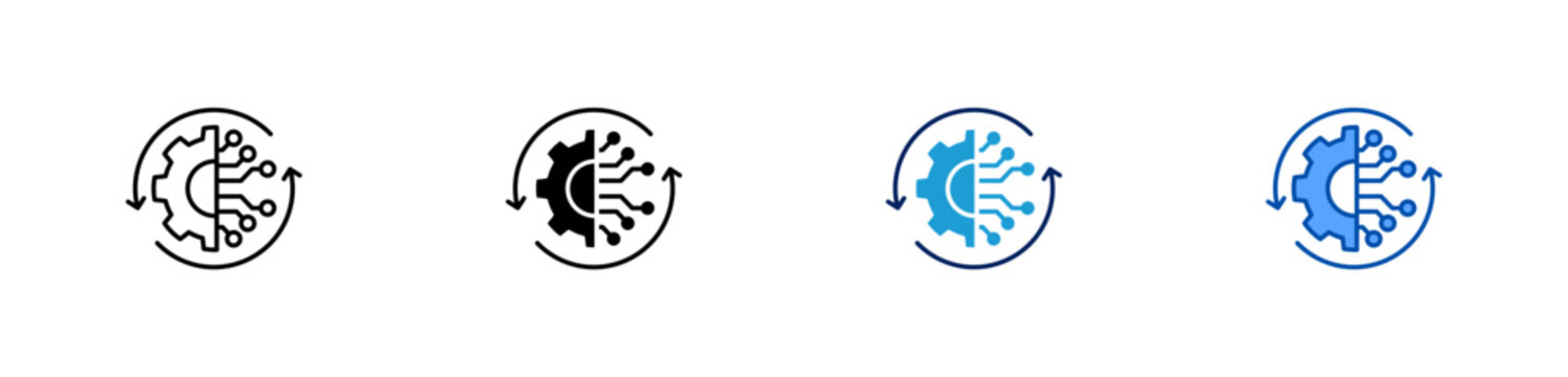Automation System icon set multiple style collection