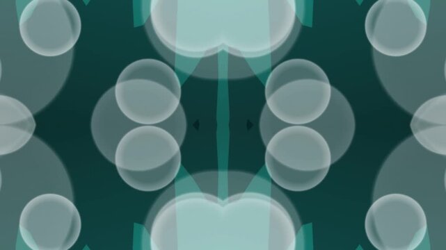Teal-colored abstract background with symmetrical pattern of overlapping circles and shapes in shades of gray and teal, creating a sense of depth and visual interest.
