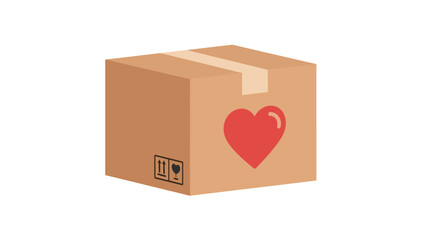 Fototapeta premium Brown cardboard box with heart symbol.