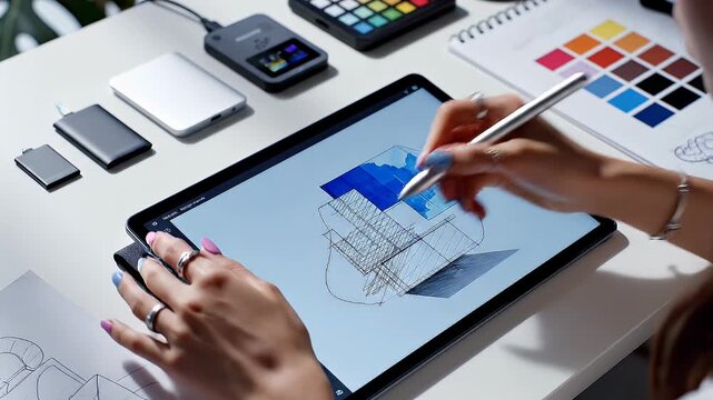 Architect Designing Building on Digital Tablet Design