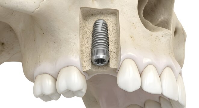 3D Dental Illustration of Maxillary Implant Placement