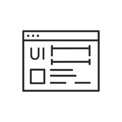 Fototapeta premium UI Wireframe Layout Icon — Web Interface Design Outline with Content Blocks Line Art