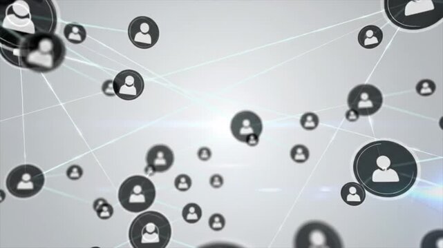 Network connections people linked by lines on gray background for business and technology concepts
