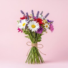 Fototapeta premium Labor day bouquet of colorful flowers and daisies