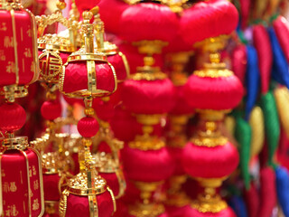 Fototapeta premium Red and Gold Decorative Ornaments Abound