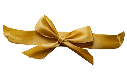 Lazo dorado de satén aislado sobre fondo negro con acabado elegante y minimalista